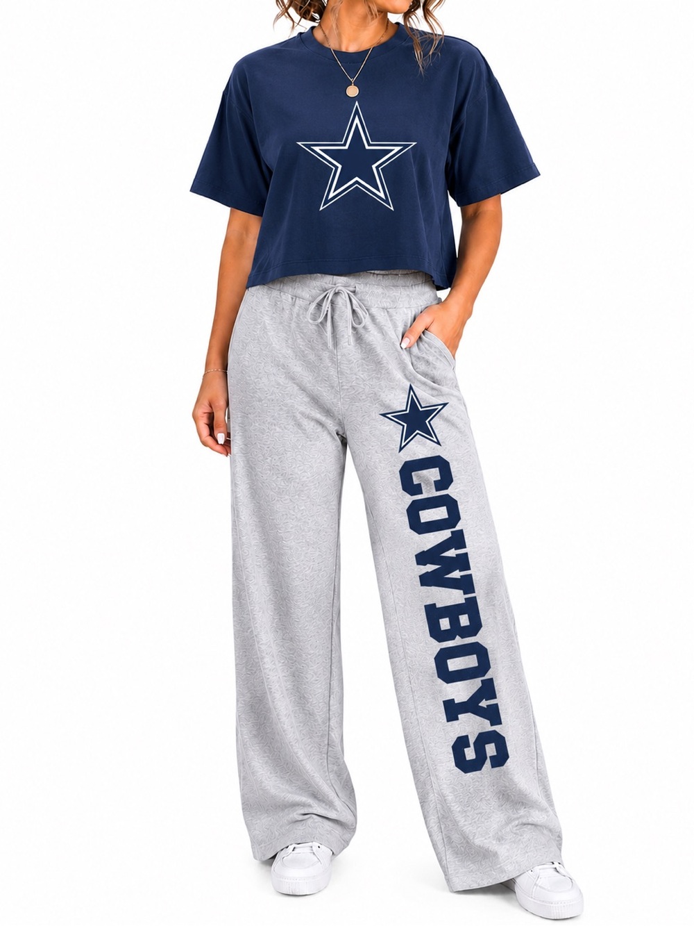 Dallas Cowboys Sweatpants Cropped Tee Set medium